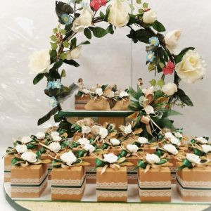 Modèle Boite Kraft Fleurs blanches cercle